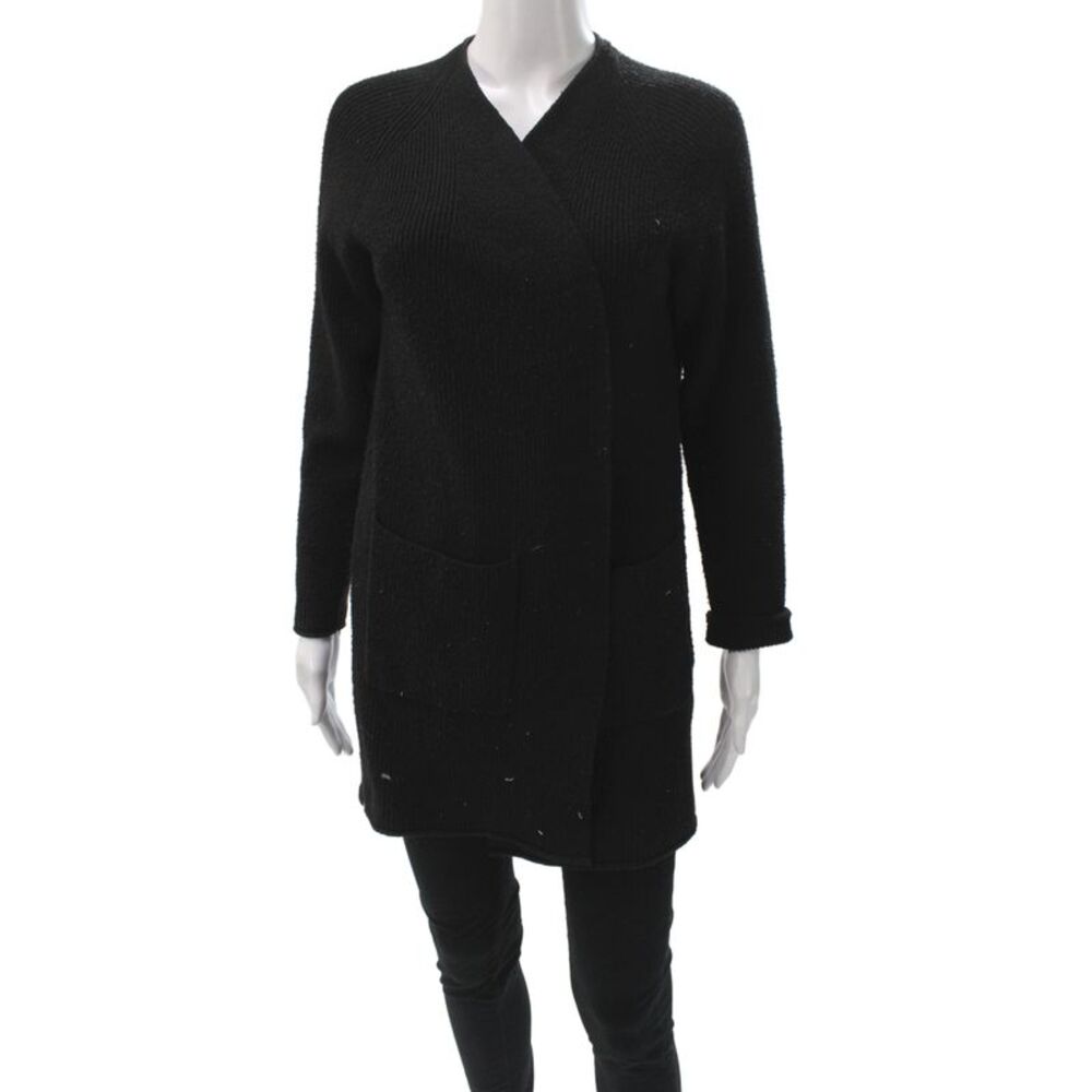 Oak + Fort Women Cardigan V-Neck Long Sleeve Black Minimalist Size S